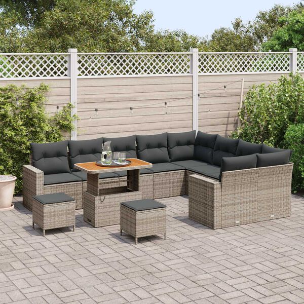 vidaXL Tuin Sofa Set 12 pcs Grijs Poly rattan en gepoedercoat staal
