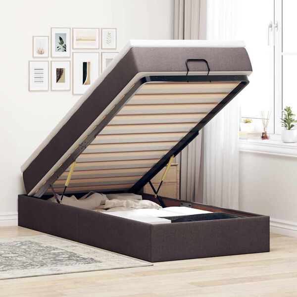 vidaXL Ottoman bed met matras 80x200cm stof donkerbruin