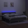 vidaXL Boxspring met matras en LED stof donkergrijs 180x200 cm