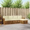 vidaXL Sofa-Sets 5 pcs Natuurlijk en Cr&egrave;me Massief Acaciahout