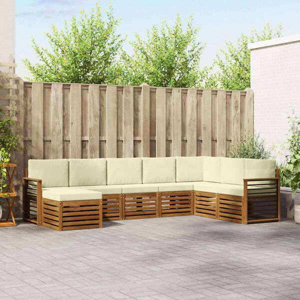 vidaXL Sofa-Sets 8 pcs Natuurlijk en Cr&egrave;me Massief Acaciahout