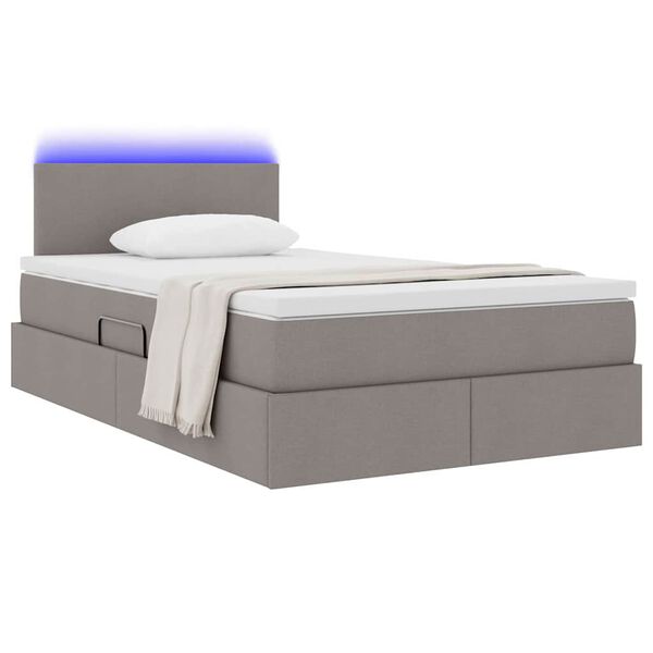vidaXL Opbergbed met LED met matras met LED Taupe 120 x 190 cm Stof