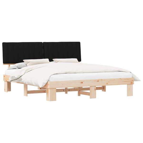 vidaXL Bedframe met Gevoerd Hoofdgedeelte Zwart 180 x 200 cm