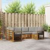 vidaXL Hoekbank Set 6 pcs Natuurlijk en Lichtgrijs Massief Acaciahout