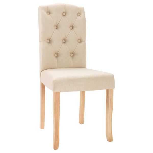 vidaXL Eetkamerstoelen 4 st stof cr&egrave;mekleurig