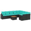 vidaXL 10-delige Loungeset met kussens poly rattan zwart