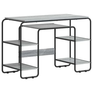 vidaXL Bureau met opbergruimte Grijs Sonoma 113.5 x 52 x 75.5 cm