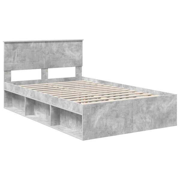 vidaXL Bedframe met hoofdeinde Beton 120 x 200 cm Bewerkt hout