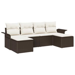 vidaXL Tuin Sofa Set met kussen 6 pcs Bruin Poly riet