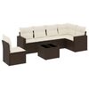 vidaXL 7-delige Loungeset met kussens poly rattan bruin