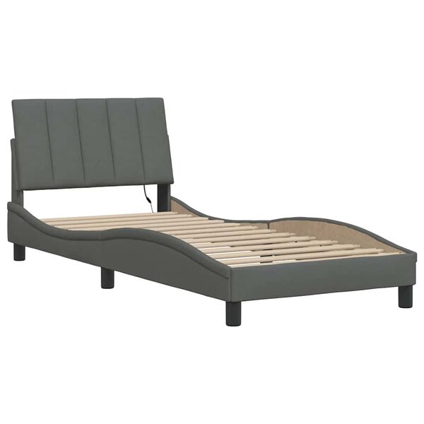 vidaXL Bedframe zonder matras "Hanko" 90x200 cm stof donkergrijs