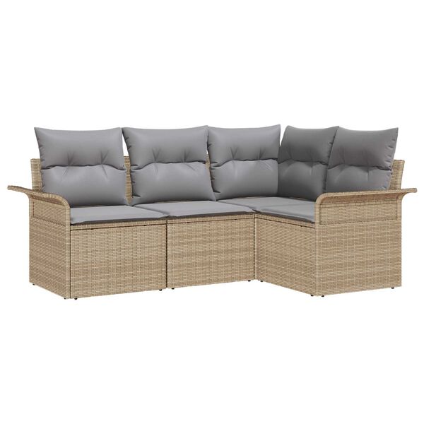 vidaXL Tuin Sofa Set met kussen 4 pcs Beige poly rattan
