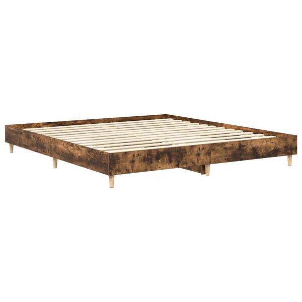 vidaXL Bedframe zonder matras 200x200 cm spaanplaat gerookt eiken