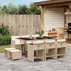 vidaXL 11-delige Tuinset met kussens poly rattan beige