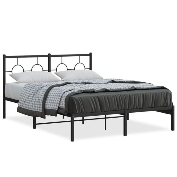 vidaXL Bedframe met hoofdbord metaal zwart 140x190 cm