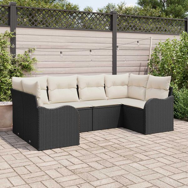vidaXL Tuin Sofa Set met kussen 6 pcs Zwart Poly riet