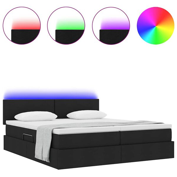 vidaXL Bed met LED-striplichten met hoofdeinde Zwart 180 x 200 cm Stof
