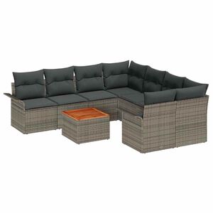 vidaXL Tuinbankenset 9 st 8-Aantal zitplaatsen Grijs poly rattan