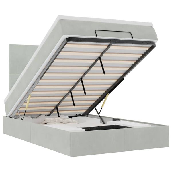 vidaXL Ottoman bed met matrassen 120x200cm fluweel lichtgrijs