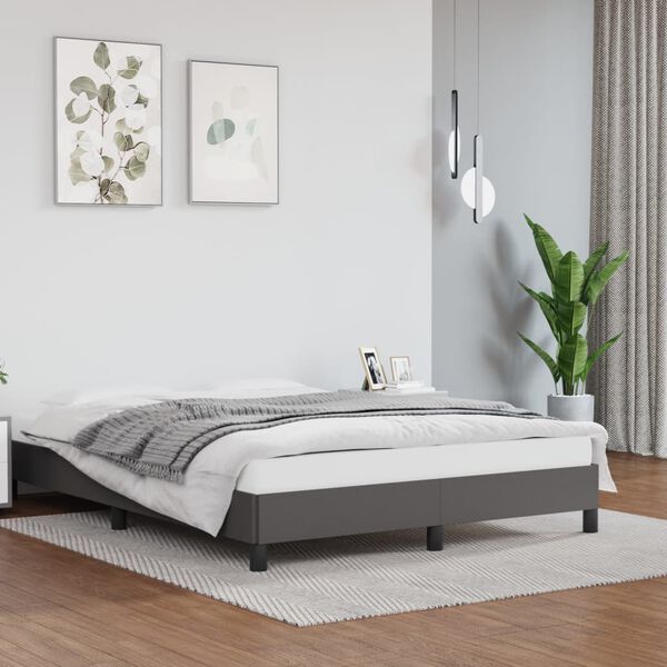 vidaXL Bedframe kunstleer grijs 140x190 cm