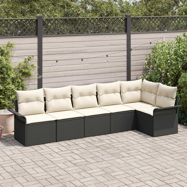 vidaXL Tuin Sofa Set met kussen met opslag 6 pcs Zwart Poly riet