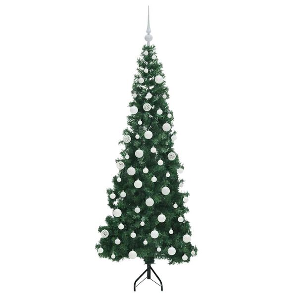 vidaXL Hoek Kunstkerstboom met 300 LED Groen 180 cm PVC en Metaal