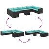 vidaXL 11-delige Loungeset met kussens poly rattan zwart