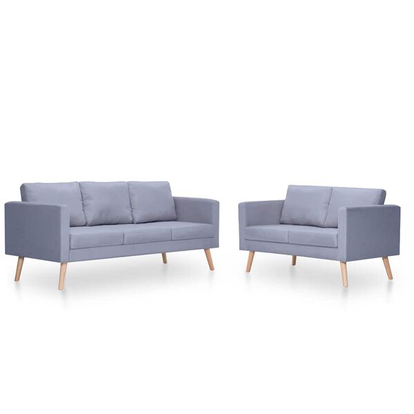 vidaXL Bankstel stof lichtgrijs