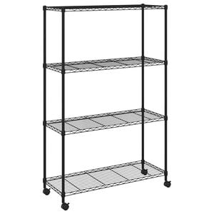 vidaXL Opbergrek 4-laags met wielen 200 kg 90x35x142 cm zwart