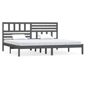 vidaXL Bedframe massief grenenhout grijs 200x200 cm