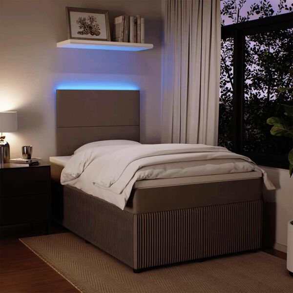 vidaXL Boxspring met matras fluweel lichtgrijs 120x200 cm