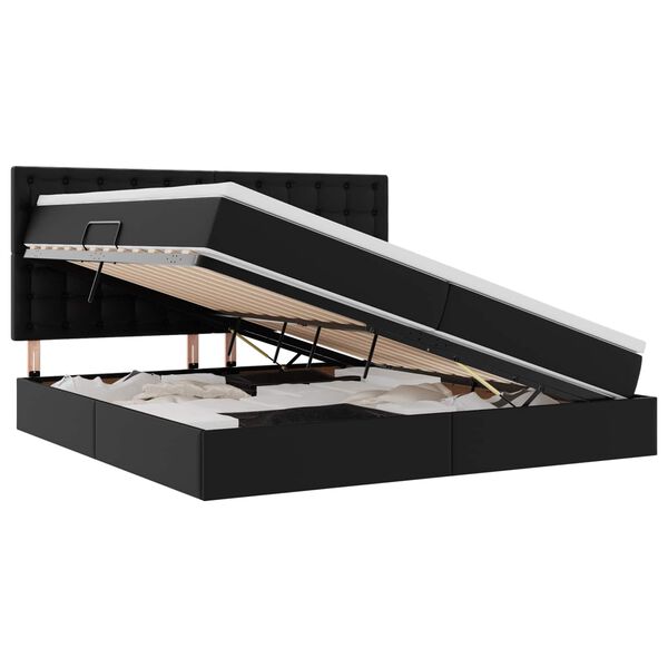 vidaXL Opslag bed met matras met opslag Zwart 200 x 200 cm Nep Leer