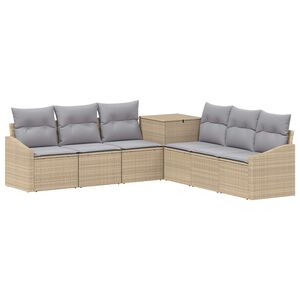 vidaXL Bankstel 7 st Beige en Licht Grijs Poly Rattan en Staal
