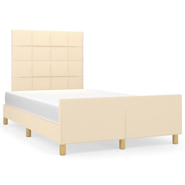 vidaXL Bedframe zonder matras 120x200 cm stof cr&egrave;mekleurig