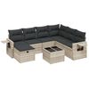 vidaXL 8-delige Loungeset met kussens poly rattan lichtgrijs