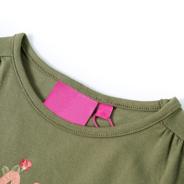 Kindershirt met lange mouwen 140 kakikleurig