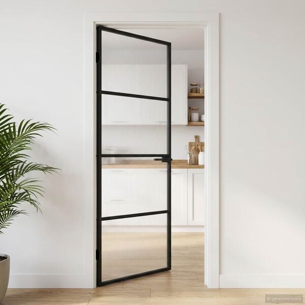 vidaXL Huisdeur 83 x 201,5 x 3,5 cm Aluminium en Gehard Glas