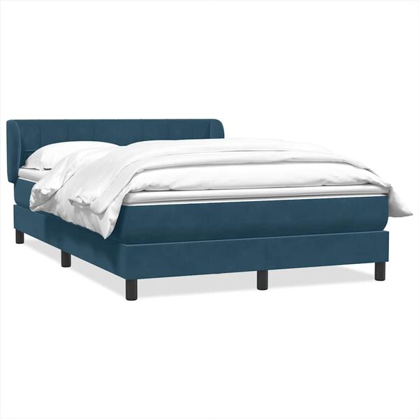 vidaXL Boxspring met matras fluweel donkerblauw 160x210 cm