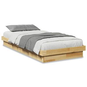 vidaXL Bedframe zonder matras 75x190 cm massief hout eiken