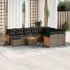 vidaXL 11-delige Loungeset met kussens poly rattan grijs
