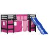 vidaXL Kinderhoogslaper met gordijnen 90x200 cm grenenhout roze