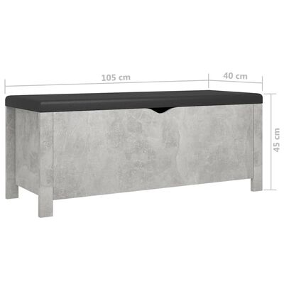vidaXL Opbergbox met kussen 105x40x45 cm bewerkt hout betongrijs