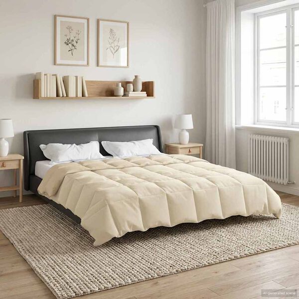 vidaXL Winter Dekbed Gekwilt Cr&egrave;me 220 x 260 cm Microfiber