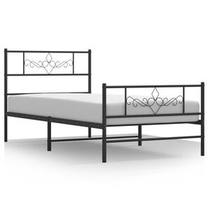 vidaXL Bedframe met hoofd- en voeteneinde metaal zwart 75x190 cm