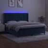 vidaXL Boxspring met matras en LED fluweel donkerblauw 180x200 cm