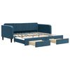 vidaXL Slaapbank met onderschuifbed en lades 100x200 cm fluweel blauw