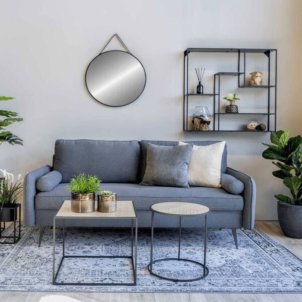 House Nordic bijzettafel Johanna 50 cm vierkant zwart en naturel