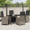 vidaXL Tuin eettafelset met kussen 5 pcs Grijs poly rattan