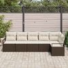 vidaXL Tuinbankenset met kussen 6 pcs Bruin en wit poly rattan