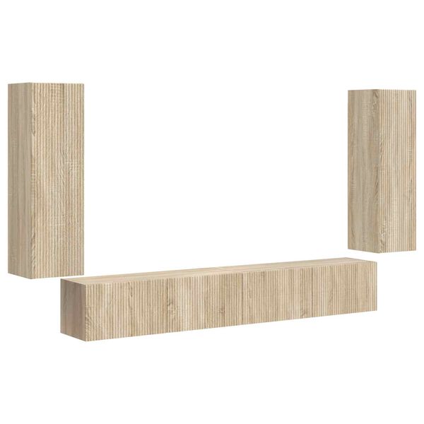 vidaXL TV Wandkast Set Wandgemonteerd 4 pcs Sonoma Eiken Bewerkt hout